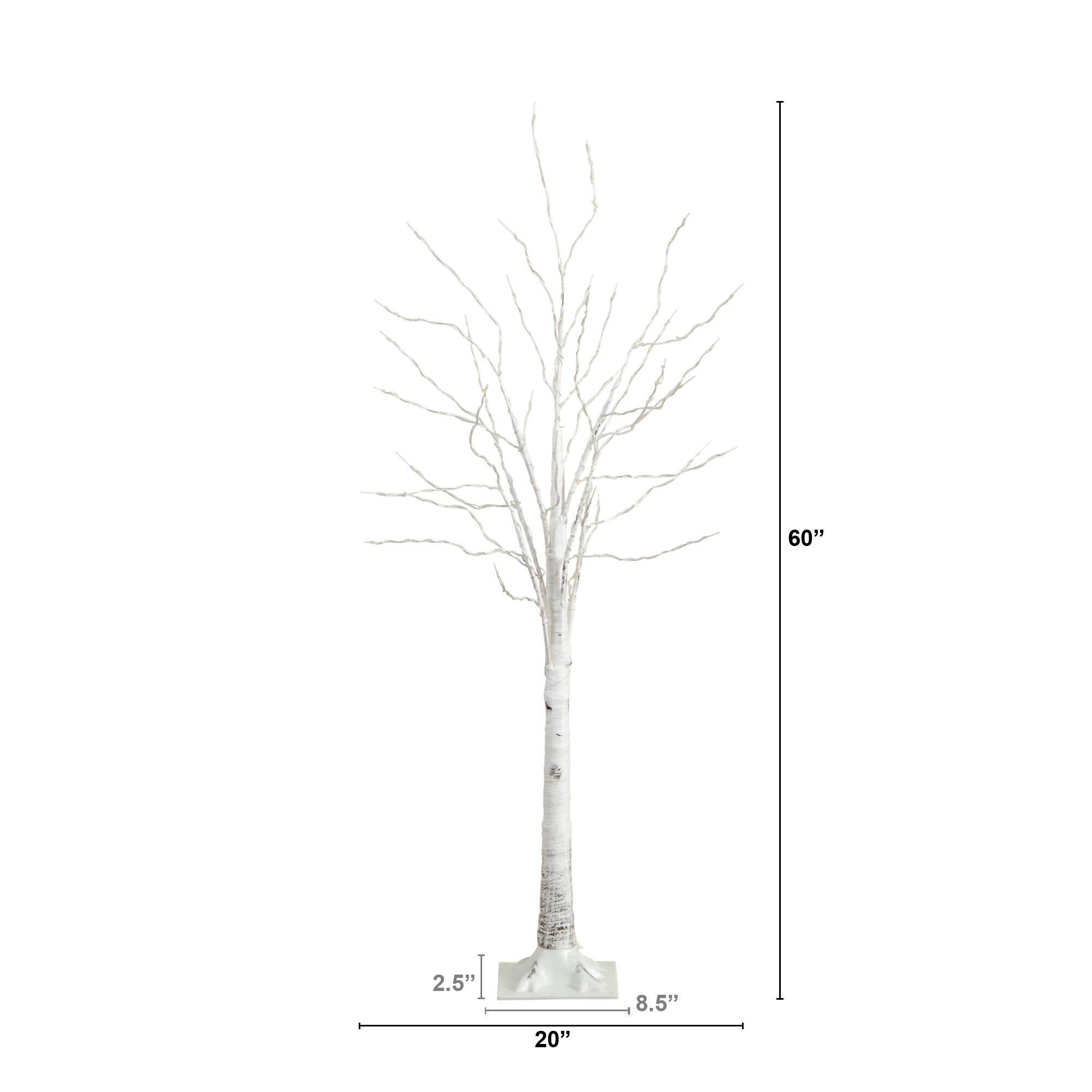 5ft. Pre-Lit White Birch Artificial Christmas Tree, Warm White LED Lights